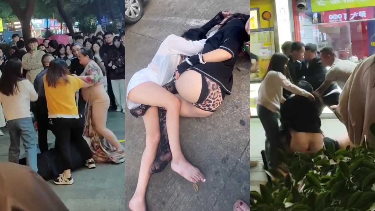 湖南衡阳 打架就打架拽人家裤子干嘛 少妇大半个屁股都走光了